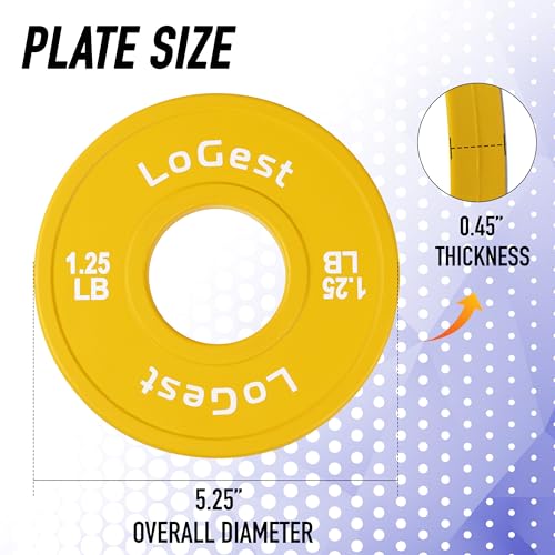 Logest Yellow 1.25LB Fractional Weight Plates Set for Olympic Bar - Perfect for Strength Training