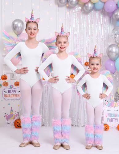 Zaclotre Girls Long Sleeve Ballet Leotard for Dance & Gymnastics - White, 10-11 Years