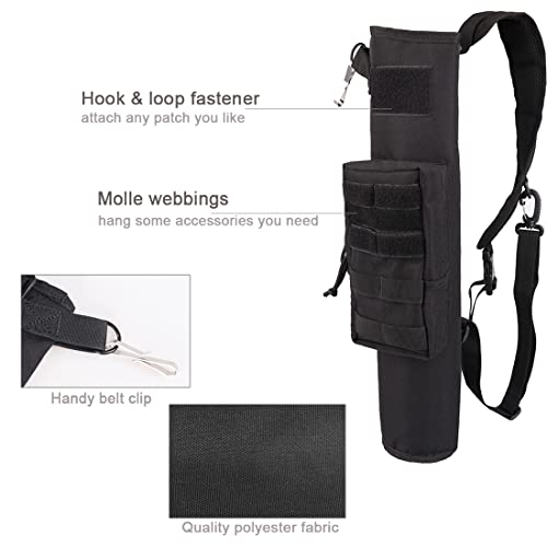 KRATARC Black Lightweight Archery Quiver Foldable Hip & Back Use with Molle System