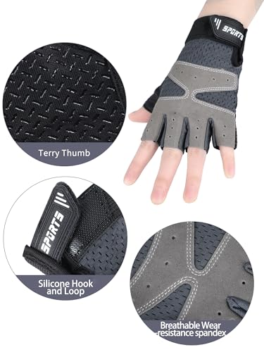 SATINIOR Kids 3 Pairs Half Finger Gel Cycling Gloves 5-9 Years Adjustable Non-Slip