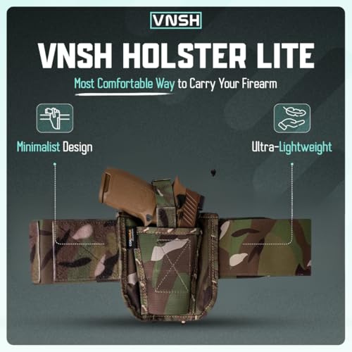 VNSH Lite Belly Band Holster for Concealed Carry - Fits Glock, S&W & More, Camo / Lite (Up to 48")
