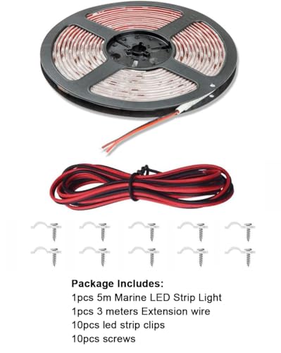 Seaponer 5m Green LED Boat Light Strip for Pontoon, Kayak, Duck, Sail, Marine - 12V Waterproof Decor Lighting