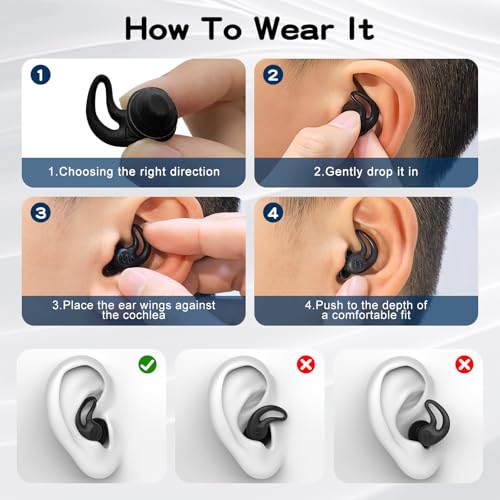 Swimming Ear Plugs for Kids & Adults - 4 Pairs, Black+Green+Purple+Pink