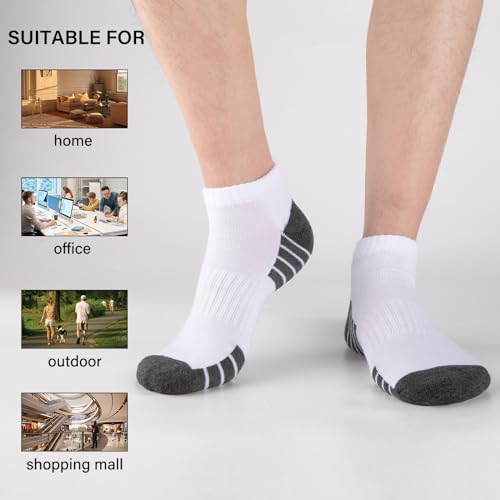Heatuff Mens Cushioned Ankle Socks, Breathable Moisture Wicking Low