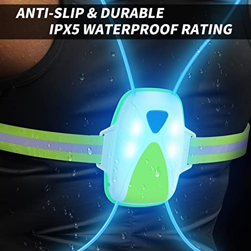 Ni-SHEN Green Reflective Running Vest with Front LED Light for Night Safety