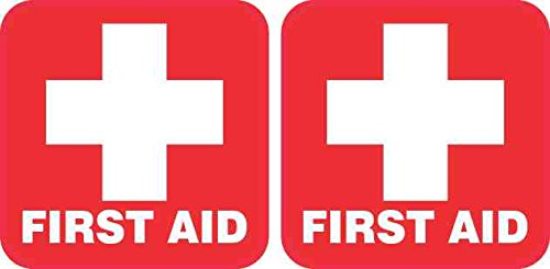 First Aid Vinyl Stickers - 2 Inch x 2 Inch, Waterproof & Durable