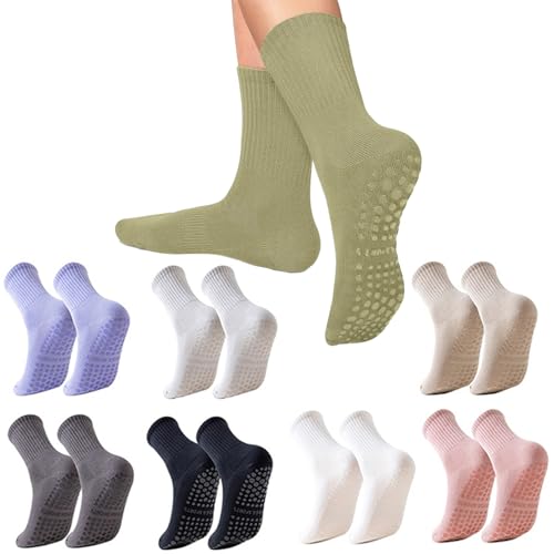 Anti-Slip Pilates Socks for Women - 8 Pairs of Grippy Workout Socks