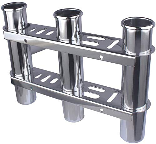 Marinebaby 3-Rod Flush Mount Fishing Rod Holder, 316 Stainless Steel