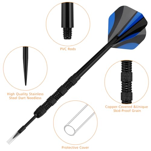 Accmor Metal Tip Darts, Steel 14 Grams Professional Darts Set, for