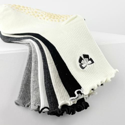 Pilates Grip Ankle Socks for Women - 3 Pairs, One Size - Black, White, Beige