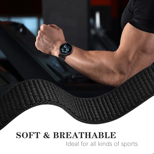 20mm Nylon Hook and Loop Band - Black Sport Strap for Garmin