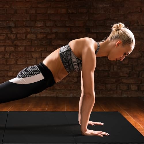 3-Panel Folding Gymnastics Mat - 6x2 Feet, 1.5-Inch Thick - Black