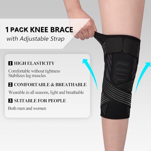 Knee Support Sleeve for Men & Women - Black, Medium