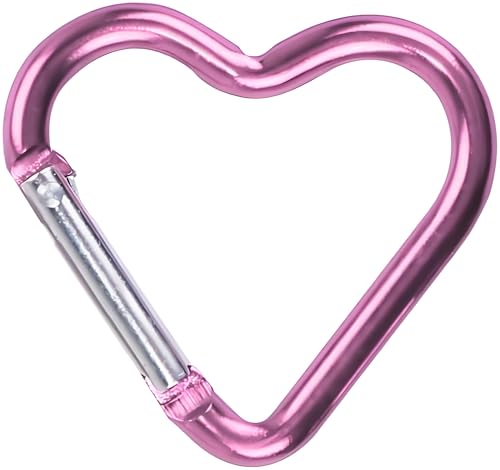 Heart-Shaped Aluminum Carabiner Clip - Heavy Duty Keyring Hook - Pink