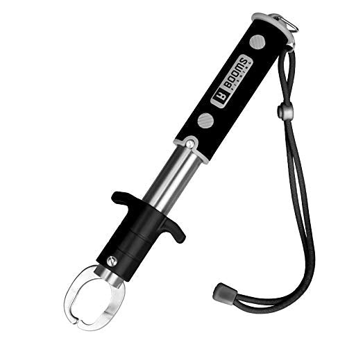 Boos Fishing Fish Gripper with Built-in Scale - Rotating Handle Lip Grabber for Saltwater & Freshwater