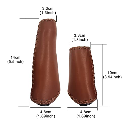 UPANBIKE Ergonomic Leather Bike Handlebar Grips - Brown, Short