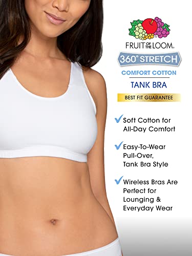 Fruit of the Loom Women's Wireless Cotton Sports Bras 3-Pack - Black/Heather Grey/Charcoal, Size 38