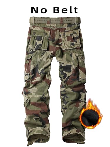 Men's Fleece Lined Outdoor Hiking Cargo Work Pants Casual Ski Ripstop