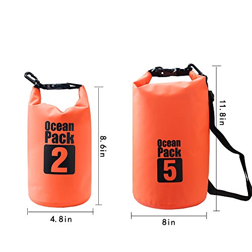 2L Lightweight Waterproof Dry Sack for Boating, Kayaking, Hiking - Orange