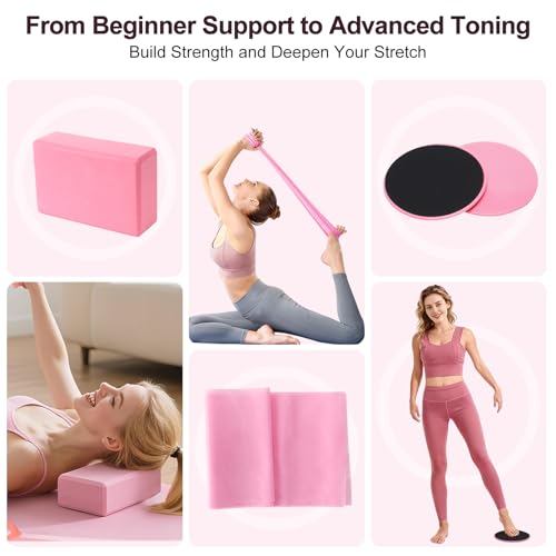 Complete Pilates Kit with Resistance Bands & Yoga Block - 18pcs Home Workout Set