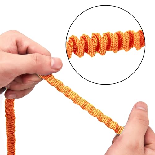 Kayak Paddle Leash - 3-7 ft Stretchable Strap Lanyard - Orange, 1 Pack