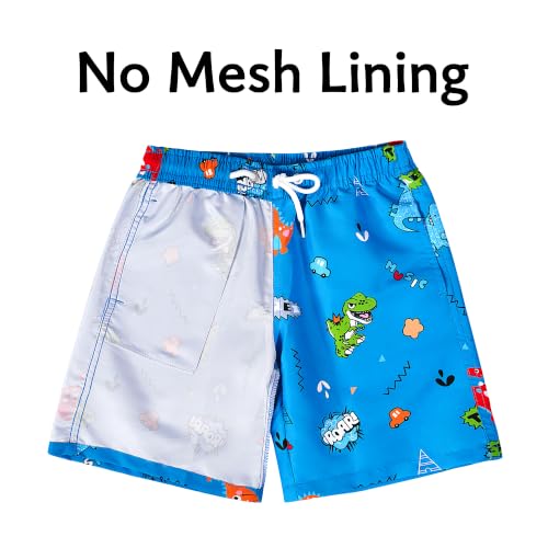 Boys Swim Trunks - Quick-Dry Board Shorts 4-5T Blue Dinosaur