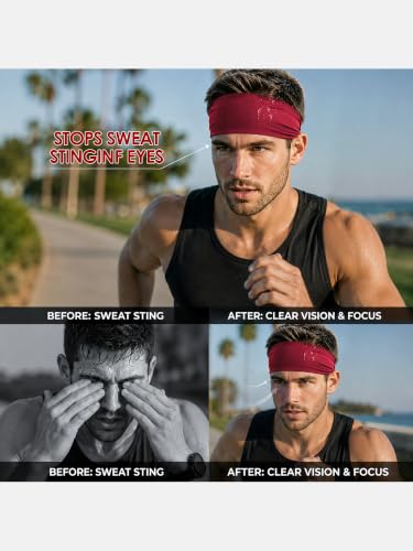 Men's Sweat-Wicking Headbands - 7 Pack in Multiple Colors