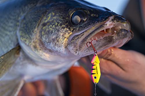 Ice Fishing Jigging Spoon Lure - UV Bubblegum, 3/8 OZ