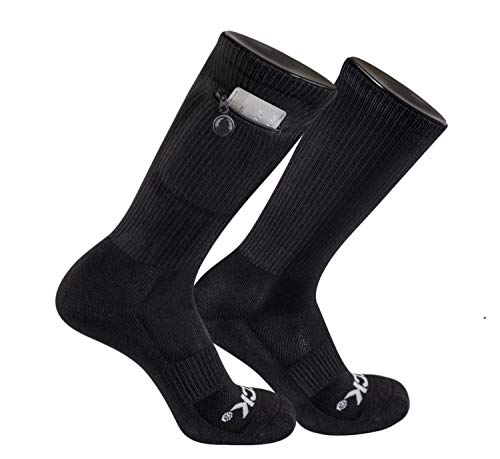 Performance Crew Socks with Zip Pocket - Medium / Black