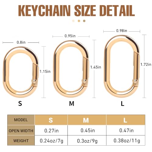 Mini Oval Carabiner Clips - 12Pcs Gold 1.15 Inch Spring Hook