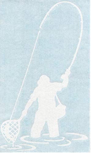 Fly Fishing Trout Vinyl Decal - 6.5 Inch Glossy White Fishing Sticker