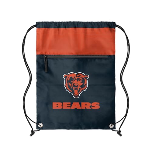 Chicago Bears Drawstring Backpack with Zippered Pocket - One Size