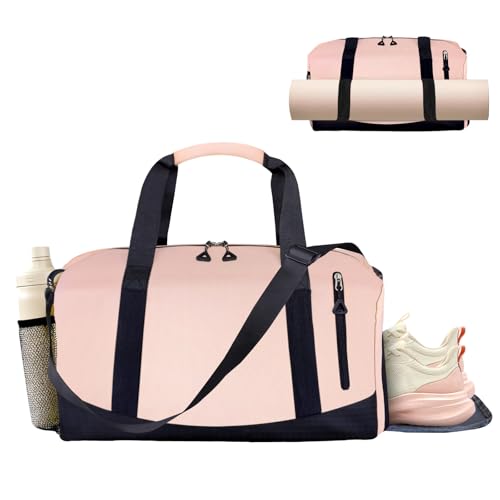 Yoga Mat Bag with Water Bottle Pocket - Pink Tote for Travel