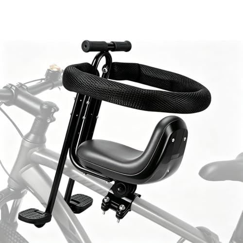 Ousexi Foldable Front-Mounted Kids Bike Seat - Black3 for City & Hybrid Bikes