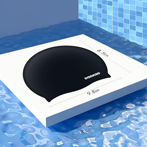 Glossy Silicone Swim Cap - Non-Slip for Men and Women - Black
