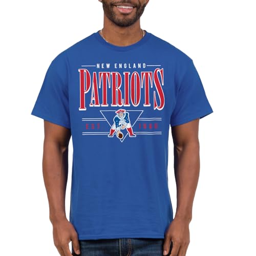 NFL Established Retro Adult Short Sleeve T-Shirt - New England Patriots - X-Large - Royal Blue