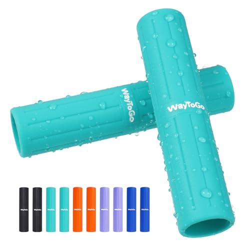 WayToGo Lake Blue 30mm Silicone Kayak Paddle Grip Wraps, Non-Slip Blister Prevention, 2 Pack