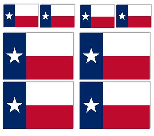 Texas Flag Sticker Set - 8 Durable Weatherproof Decals