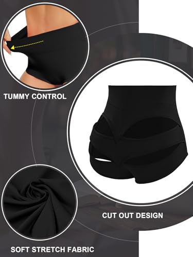 Boudaner Medium Black Cut Out Booty Yoga Shorts High Waisted Butt Scrunch