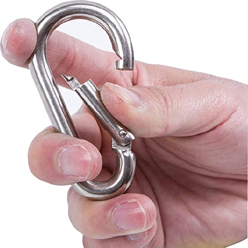304 Stainless Steel Carabiner Spring Snap Hooks - 1.6 Inch, Set of 4 - Silver
