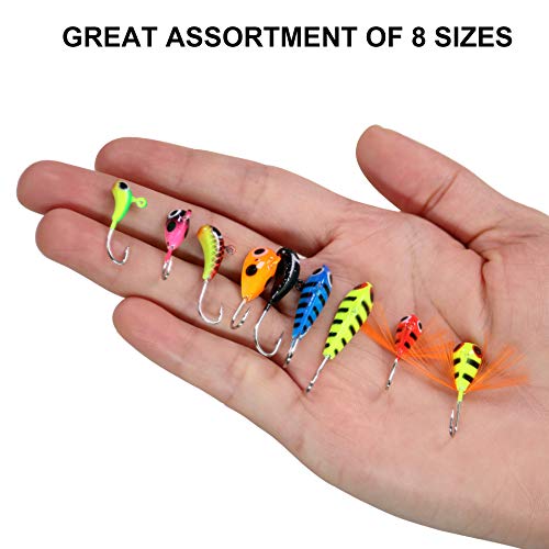 Ice Fishing Jigs Kit - Glow Lure Heads for Panfish & Walleye - Color D-9pcs
