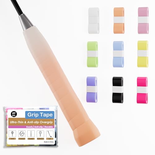27 Pcs Tennis Overgrip Tape - 9 Color Pre-Cut Grip Set