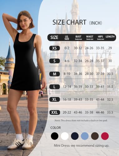 DLOODA Women's Athletic Mini Tennis Dress with Built-in Shorts & Pockets - Small Black