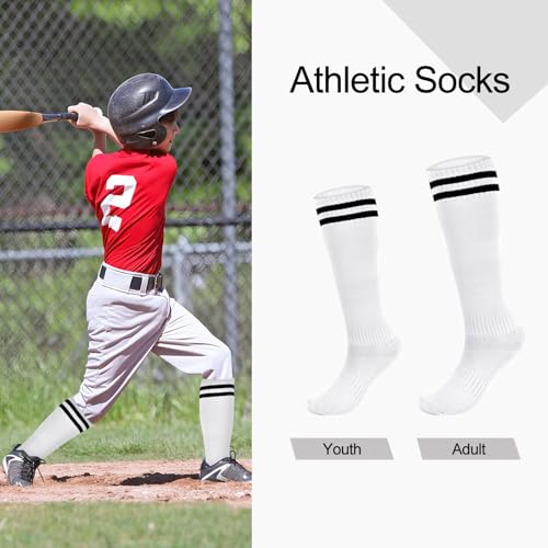 Elastic Baseball Socks and Belt Combo Set - Large, White with Black