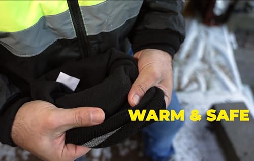 Hi-Vis Knit Cap with Polyester Lining - Yellow Reflective Beanie