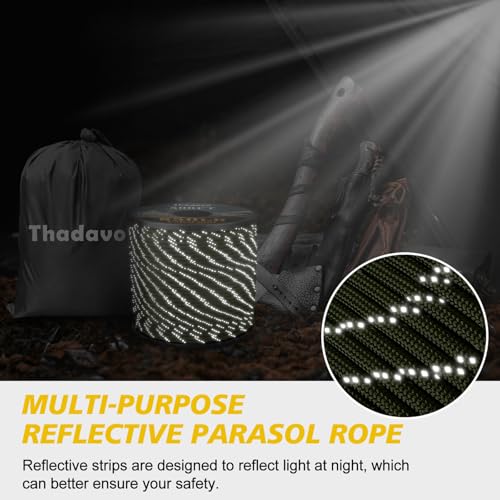 850LB Reflective Paracord Rope - 4MM, 100FT Army Green