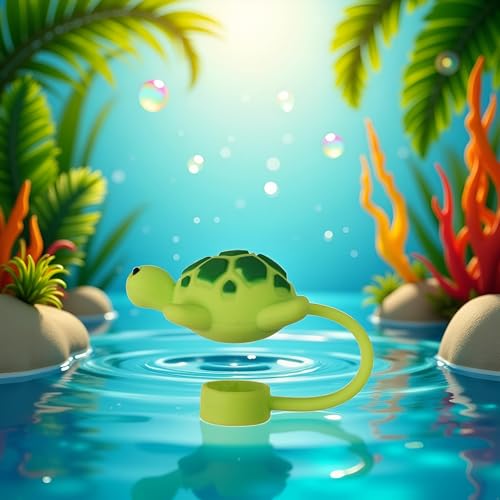Turtle Silicone Straw Cover for 10mm Tumbler Straws - Dust-Proof Topper