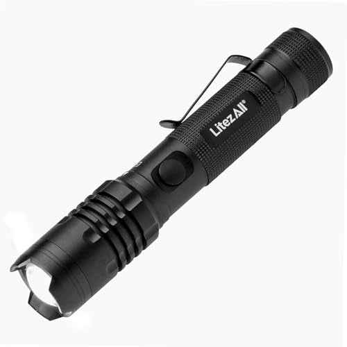 LitezAll 1000 Lumen Rechargeable Flashlight ? USB Flashlight Rechargeable Pocket, Power Bank, High/Low Modes, Compact Flashlight with Charging Cable Included
