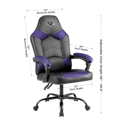 Oversized Baltimore Ravens Office Chair with Adjustable Backrest