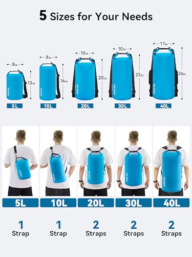 Waterproof Dry Bag Backpack with Emergency Whistle - 5L to 40L Sizes
